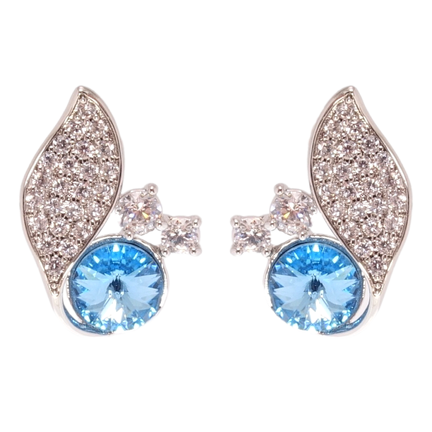 Серьги Xuping цвет Родий с кристаллами Swarovski пусеты Кристалл Aquamarine фото №1 Серьги Xuping цвет Родий с кристаллами Swarovski пусеты Кристалл Aquamarine фото №1