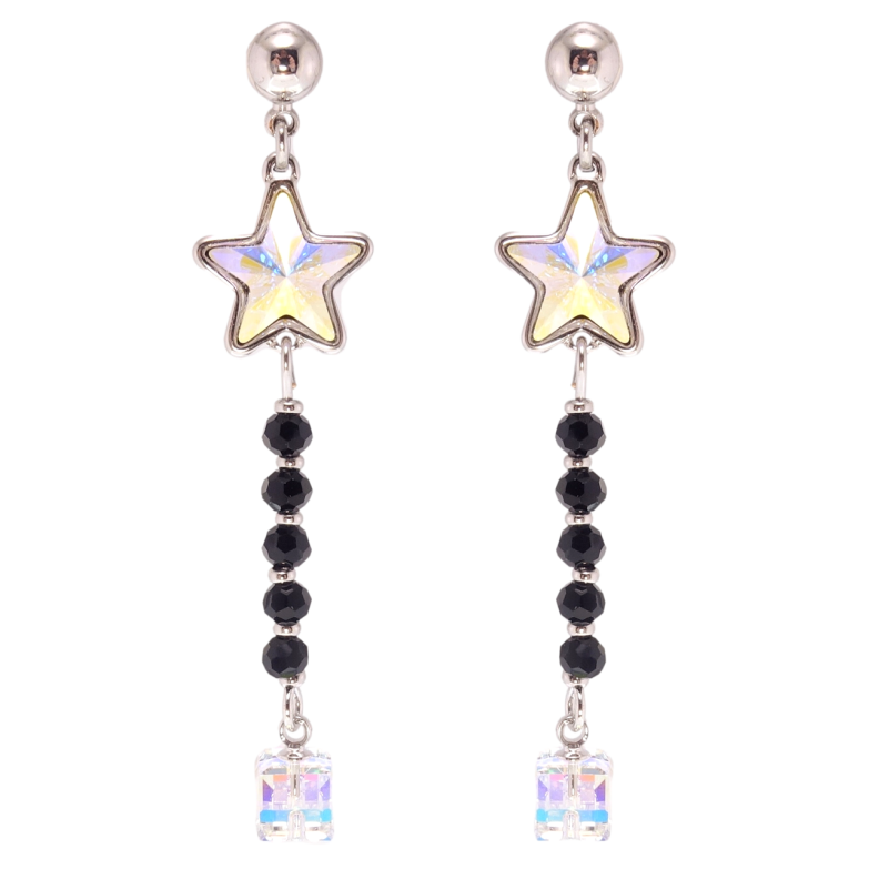 Сережки Xuping колір Родій з кристалами Swarovski пусети Підвіски з кристалом АВ та Shimmer фото №1