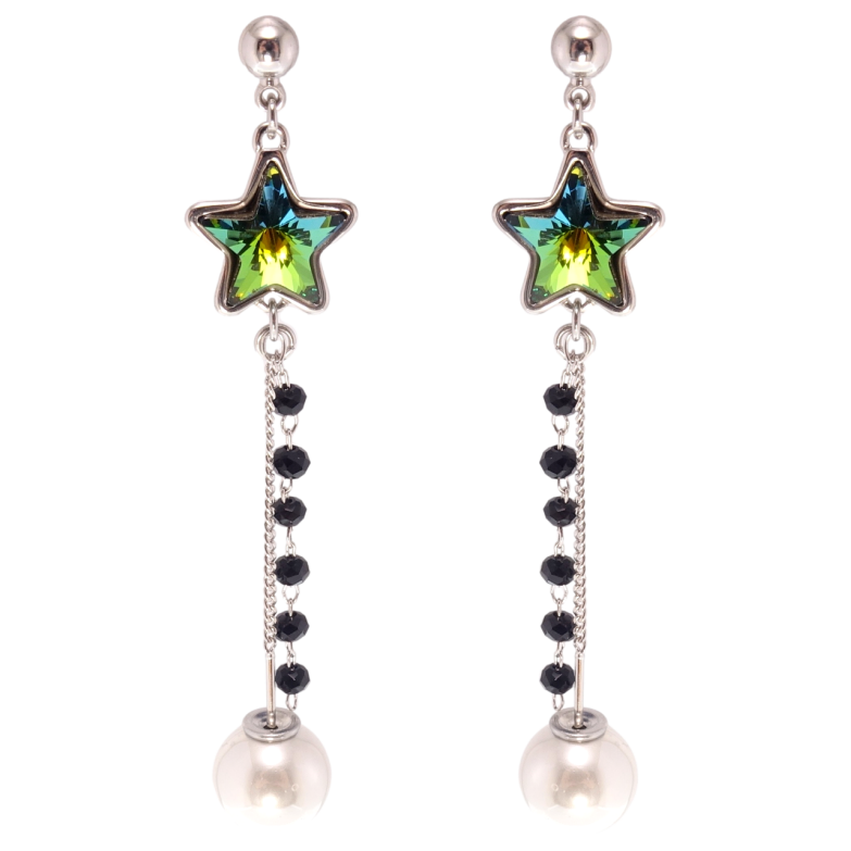 Серьги Xuping цвет Родий с кристаллами Swarovski пусеты Подвески с кристаллом Vitrail Medium и жемчугом фото №1 Серьги Xuping цвет Родий с кристаллами Swarovski пусеты Подвески с кристаллом Vitrail Medium и жемчугом фото №1