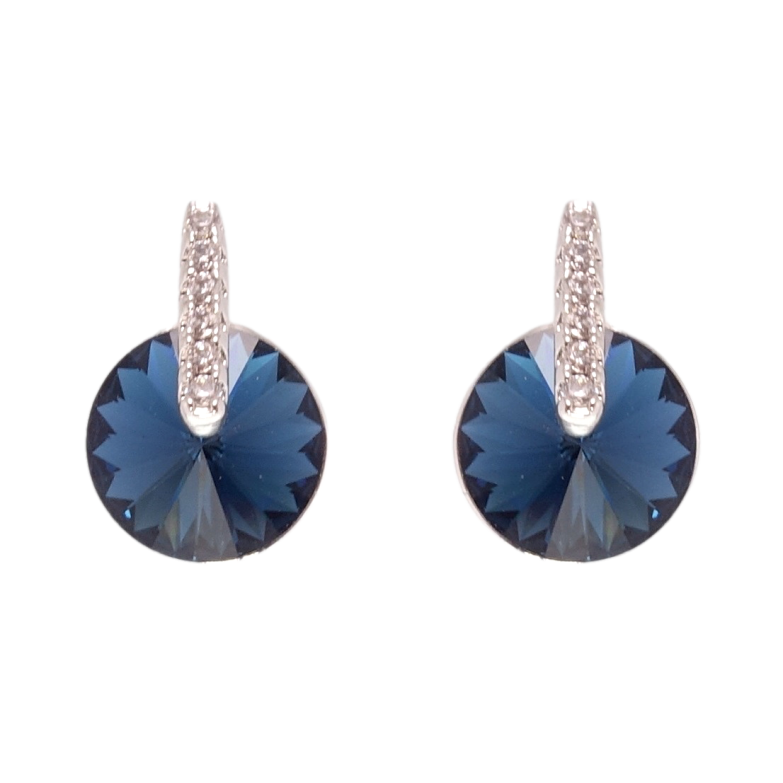 Сережки Xuping колір Родій з кристалами Swarovski пусети Кристали Montana фото №1 Сережки Xuping колір Родій з кристалами Swarovski пусети Кристали Montana фото №1