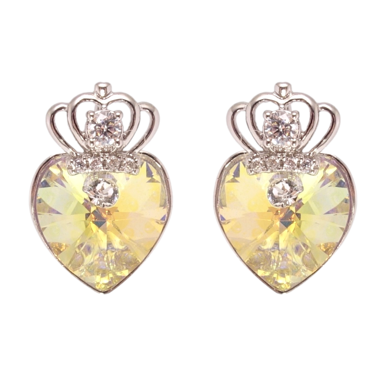 Серьги Xuping цвет Родий с кристаллами Swarovski пусеты Кристальные сердечки Sunshine Delite с короной фото №1 Серьги Xuping цвет Родий с кристаллами Swarovski пусеты Кристальные сердечки Sunshine Delite с короной фото №1