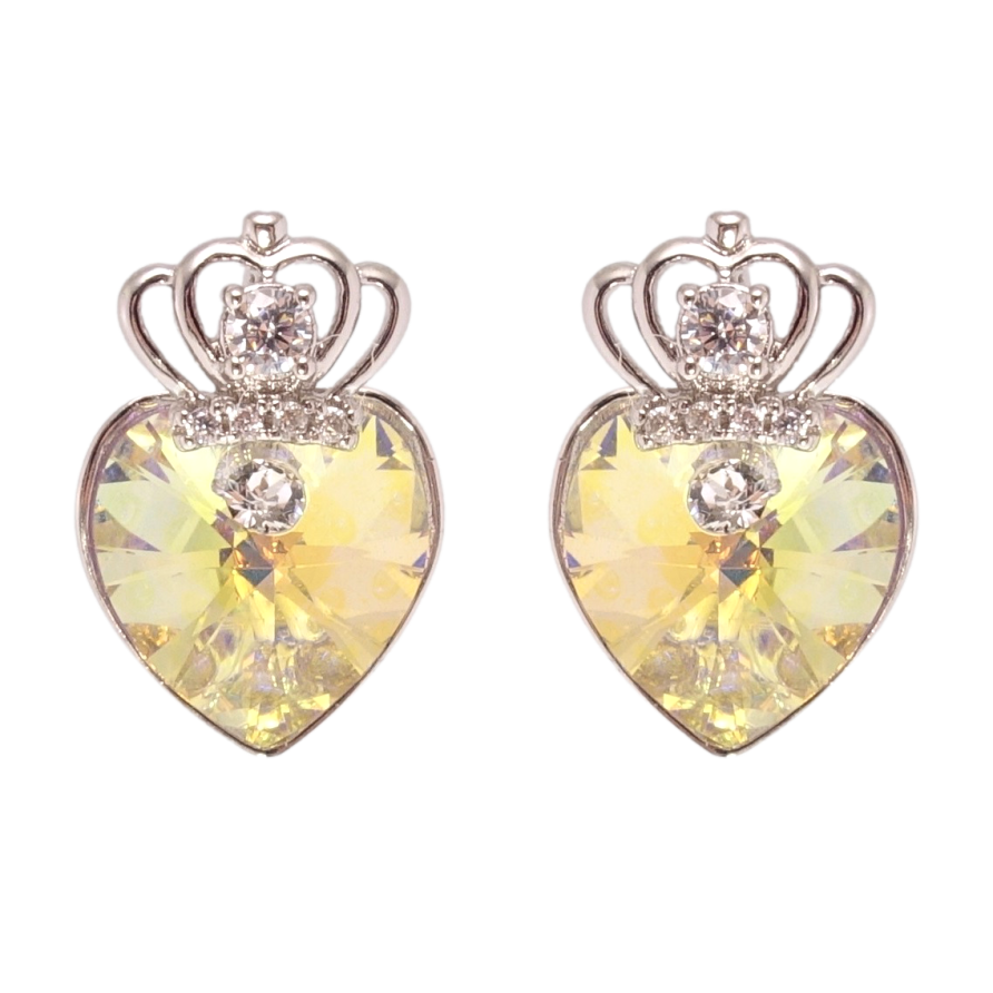 Серьги Xuping цвет Родий с кристаллами Swarovski пусеты Кристальные сердечки Sunshine Delite с короной фото №1 Серьги Xuping цвет Родий с кристаллами Swarovski пусеты Кристальные сердечки Sunshine Delite с короной фото №1
