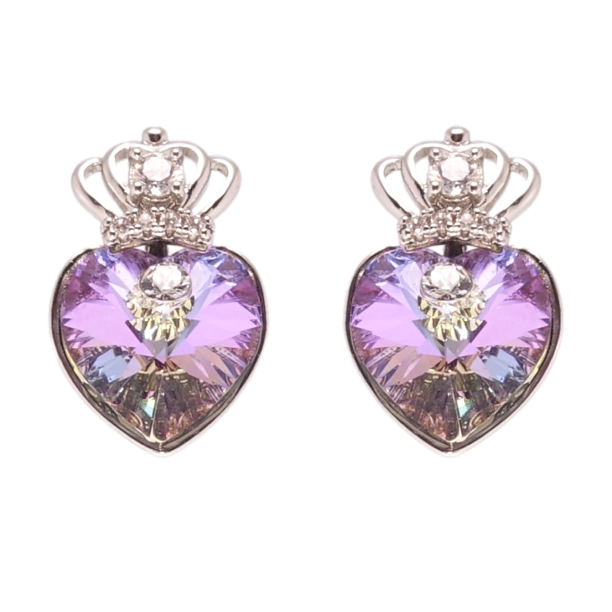 Серьги Xuping цвет Родий с кристаллами Swarovski пусеты Кристальные сердечки Paradise Shine с короной фото №1 Серьги Xuping цвет Родий с кристаллами Swarovski пусеты Кристальные сердечки Paradise Shine с короной фото №1