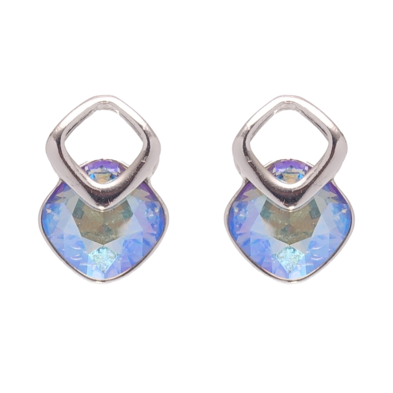 Серьги Xuping цвет Родий с кристаллами Swarovski пусеты Ромбы с кристаллом Light Sapphire Shimmer фото №1 Серьги Xuping цвет Родий с кристаллами Swarovski пусеты Ромбы с кристаллом Light Sapphire Shimmer фото №1