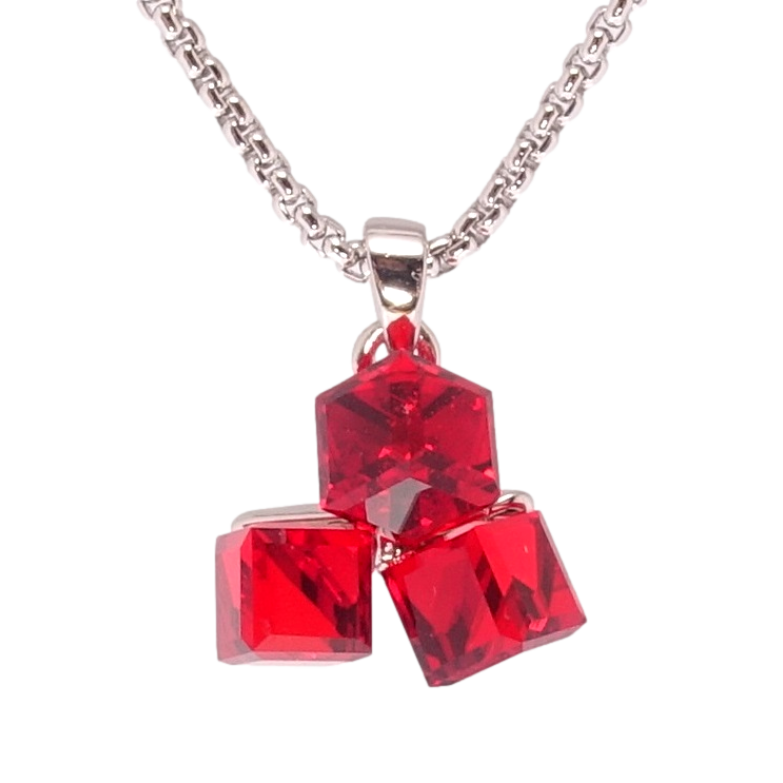 Кулон Xuping цвет Родий с кр-ми Swarovski на цепочке Кристальные кубики Siam длина 40-45см х 1мм фото №1