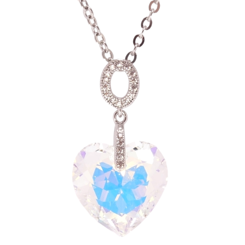 Кулон Xuping колір Родій з кр-ми Swarovski на ланцюжку Серце кристал Shimmer довжина 40-45,5см х 2мм фото №1