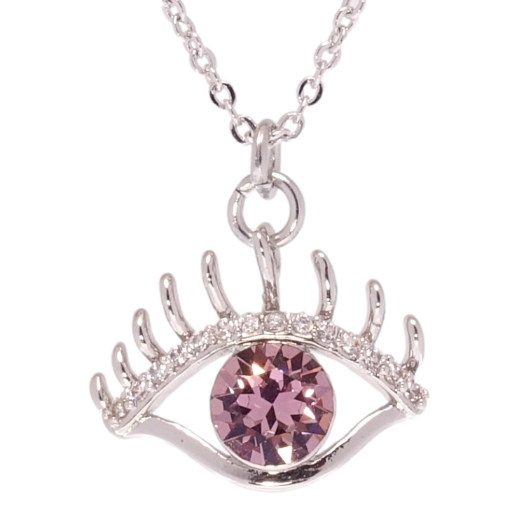 Кулон Xuping колір Родій з кр-ми Swarovski на ланцюжку Око з кристалом Amethyst довжина 39-44см х 1мм фото №3