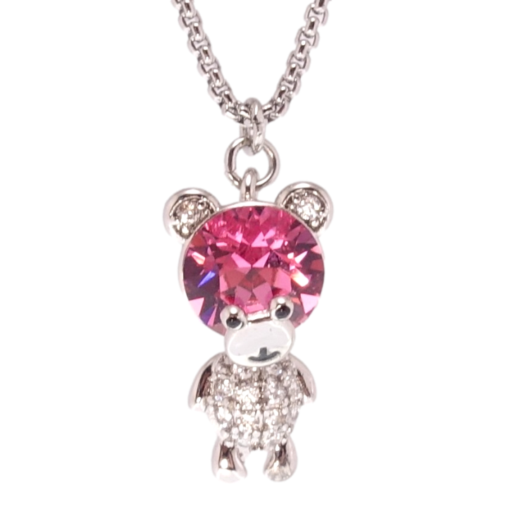 Кулон Xuping цвет Родий с кр-ми Swarovski на цепочке Мишка с кристаллом Rose длина 40-45см х 1мм фото №10