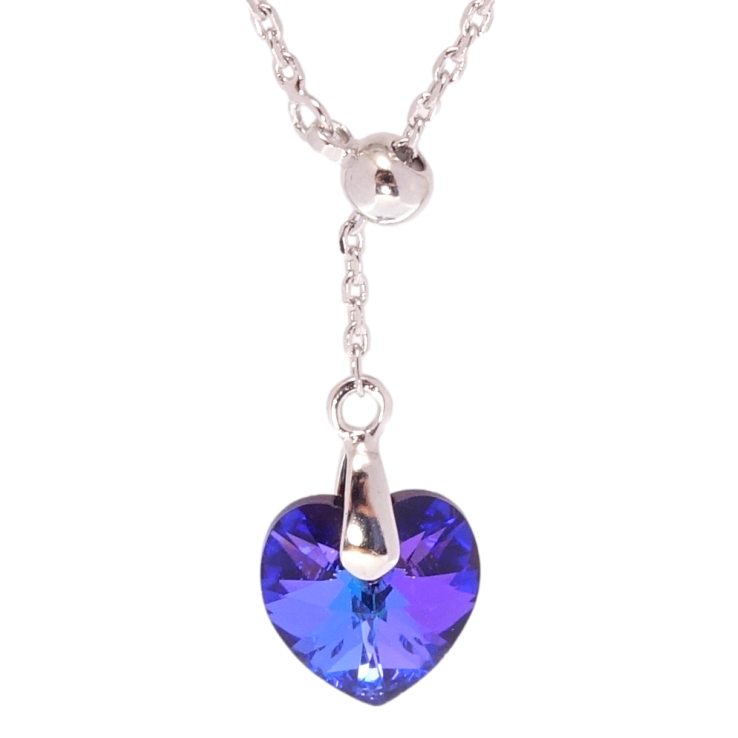 Кулон Xuping колір Родій з кр-ми Swarovski на ланцюжку Кристал Majestic Blue на бігунці довжина 44-47см х 1мм фото №23