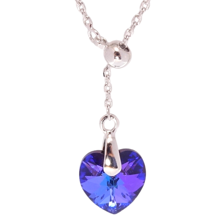 Кулон Xuping цвет Родий с кр-ми Swarovski на цепочке Кристалл Majestic Blue на бегунке длина 44-47см х 1мм фото №1