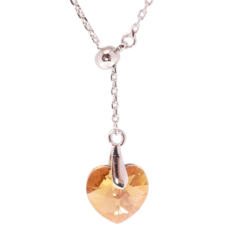 Кулон Xuping колір Родій з кр-ми Swarovski на ланцюжку Кристал Topaz на бігунці довжина 43-46см х 1мм фото №2