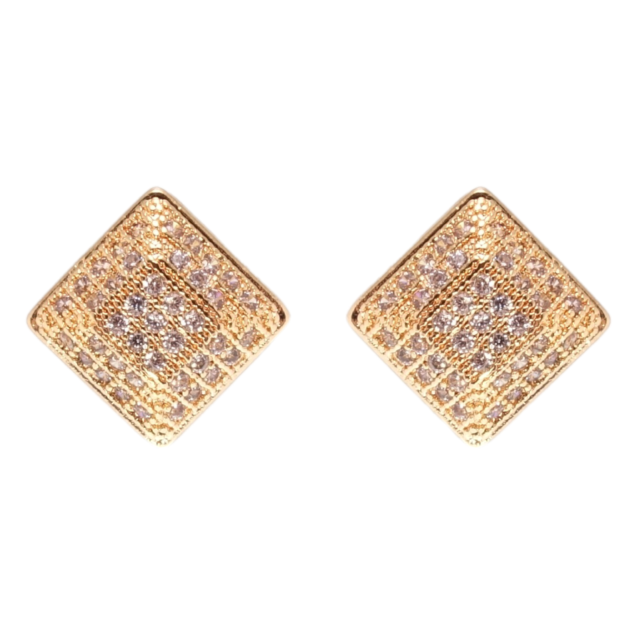 Серьги Xuping M&L Цвет 18K пусеты Ромбы с цирконием 9х9мм фото №1