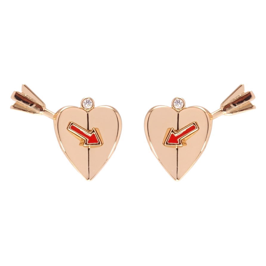 Сережки Xuping QQMM Позолота 18K пусети Сердечка зі стрілами фото №1