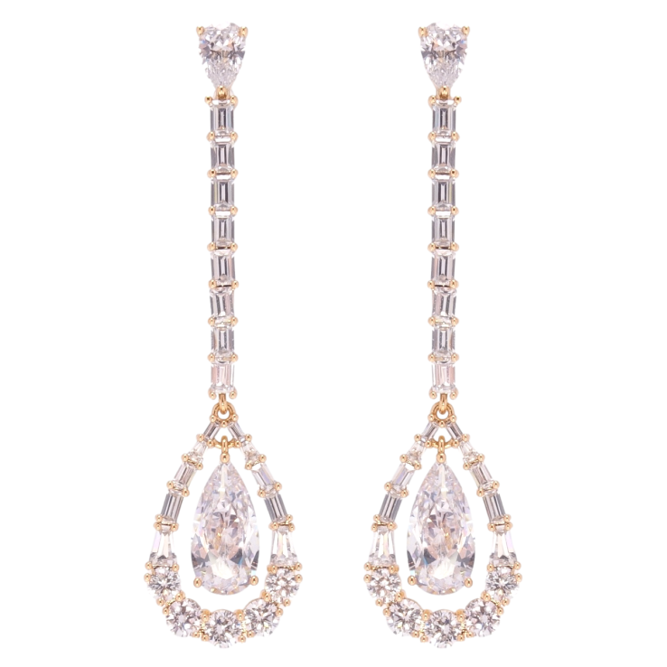 Серьги Xuping QQMM Позолота 18K пусеты Кристальные подвески фото №7