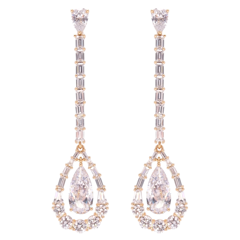 Сережки Xuping QQMM Позолота 18K пусети Кристальні підвіски фото №2