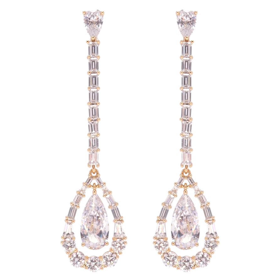 Сережки Xuping QQMM Позолота 18K пусети Кристальні підвіски фото №1