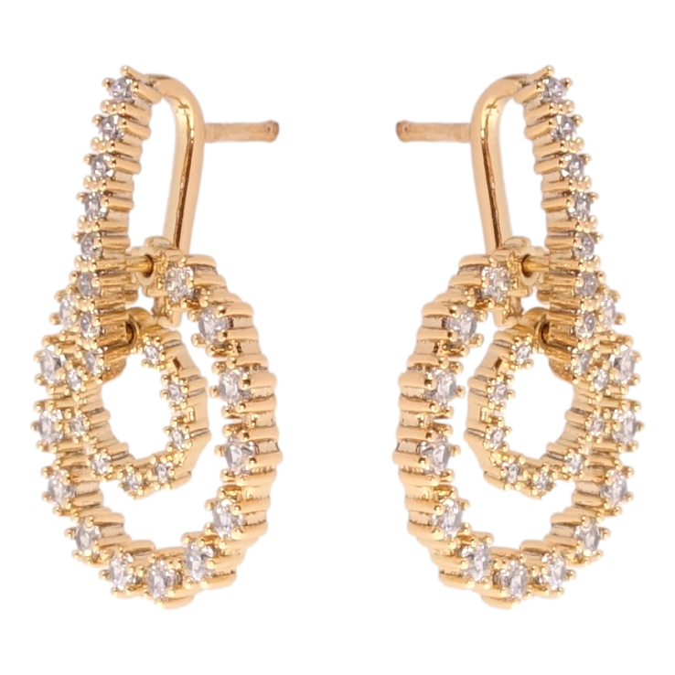 Серьги Xuping QQMM Позолота 18K пусеты Кольца инкрустация цирконием фото №9