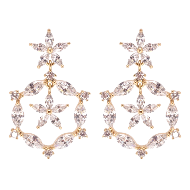 Сережки Xuping JEAN GOUJON Позолота 18K пусети Кристальні підвіски фото №5