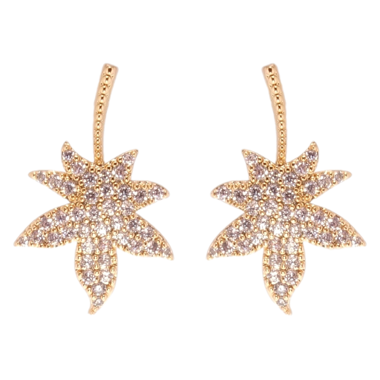 Сережки Xuping JEAN GOUJON Позолота 18K пусети Листики інкрустація цирконієм фото №1 Сережки Xuping JEAN GOUJON Позолота 18K пусети Листики інкрустація цирконієм фото №1