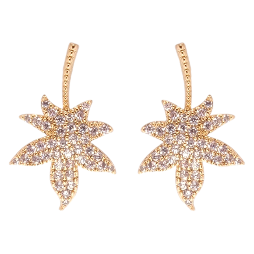 Сережки Xuping JEAN GOUJON Позолота 18K пусети Листики інкрустація цирконієм фото №1