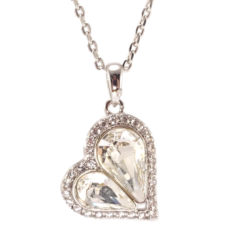 Кулон Xuping цвет Родий с кр-ми Swarovski на цепочке Сердце кристаллы Clear длина 40-45,55см х 1мм фото №1