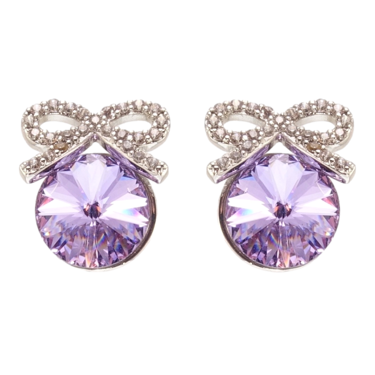 Сережки Xuping колір Родій з кристалами Swarovski пусети Кристали Tanzanite з бантами фото №7 Сережки Xuping колір Родій з кристалами Swarovski пусети Кристали Tanzanite з бантами фото №7