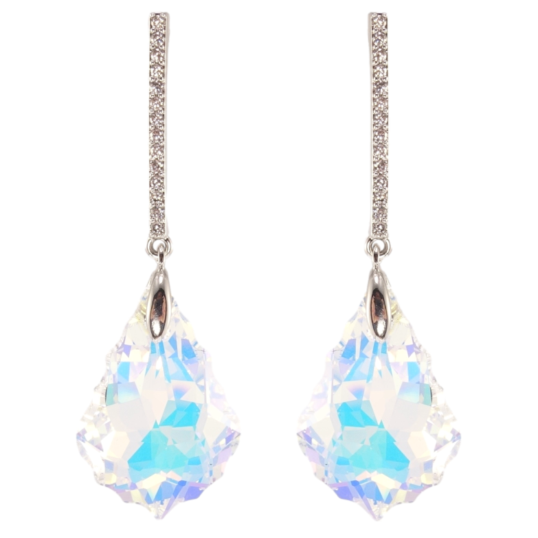 Сережки Xuping колір Родій з кристалами Swarovski пусети Підвіски з кристалами Shimmer фото №1