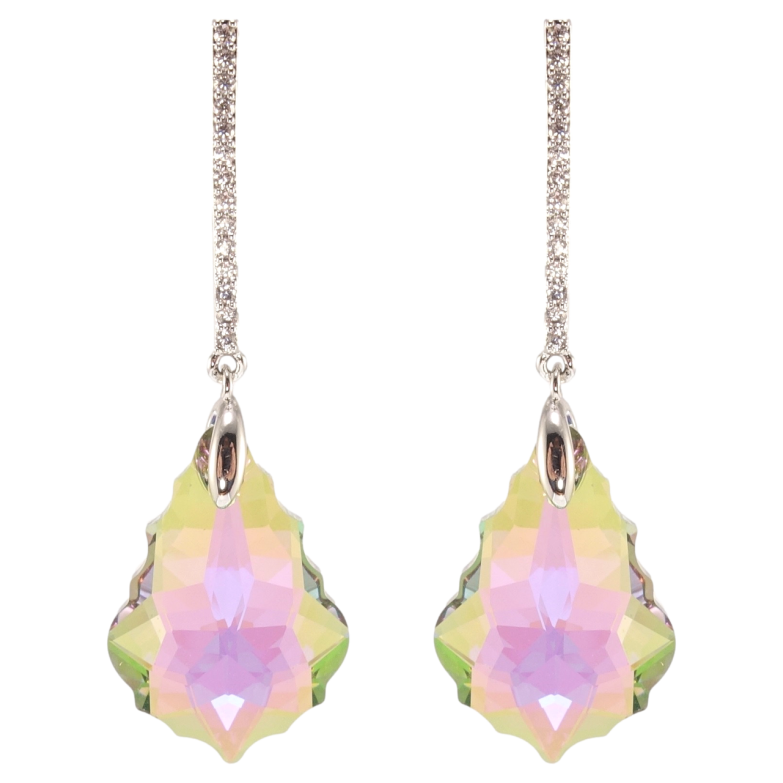 Сережки Xuping колір Родій з кристалами Swarovski пусети Підвіски з кристалами Vitrail Light фото №1