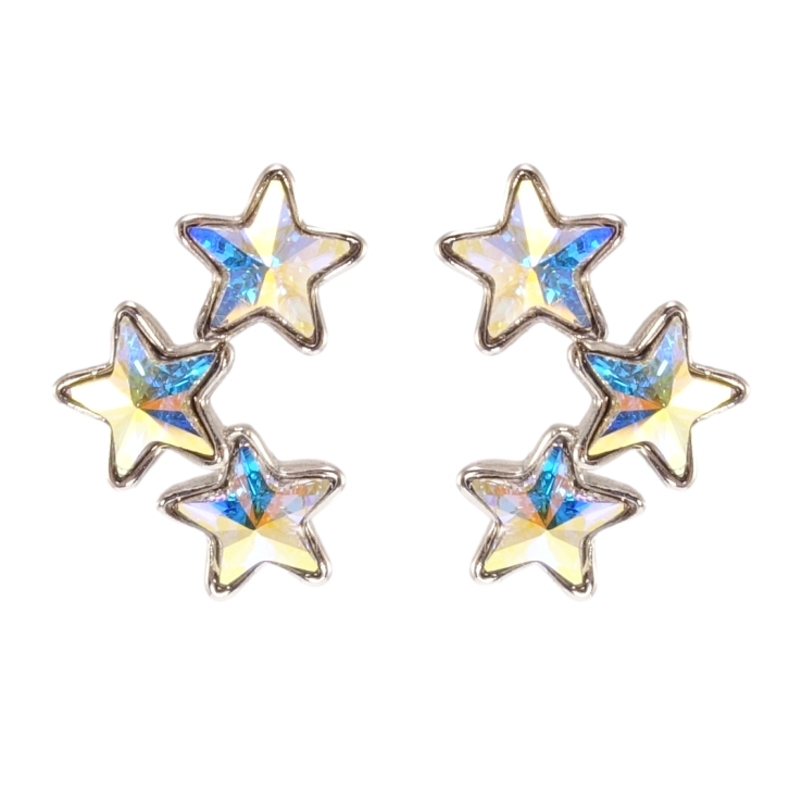 Серьги Xuping цвет Родий с кристаллами Swarovski пусеты Кристальные звезды АВ фото №5 Серьги Xuping цвет Родий с кристаллами Swarovski пусеты Кристальные звезды АВ фото №5