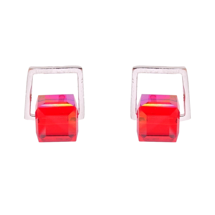 Сережки Xuping колір Родій з кристалами Swarovski пусети Кристали Light Siam фото №7