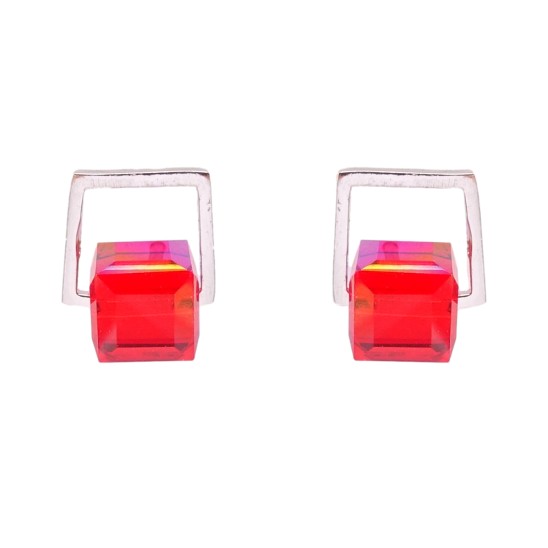 Серьги Xuping цвет Родий с кристаллами Swarovski пусеты Кристаллы Light Siam фото №1