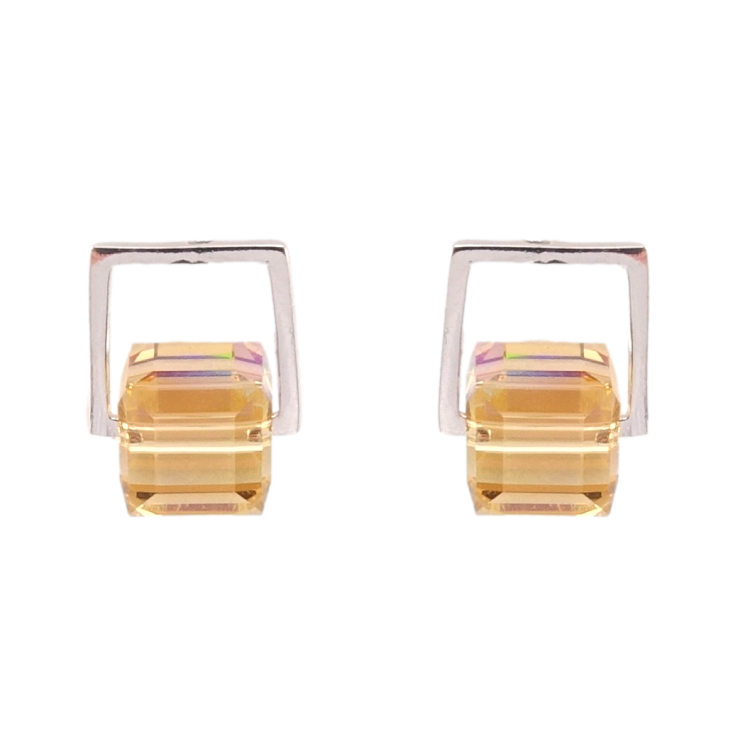 Сережки Xuping колір Родій з кристалами Swarovski пусети Кристали Light Topaz фото №6