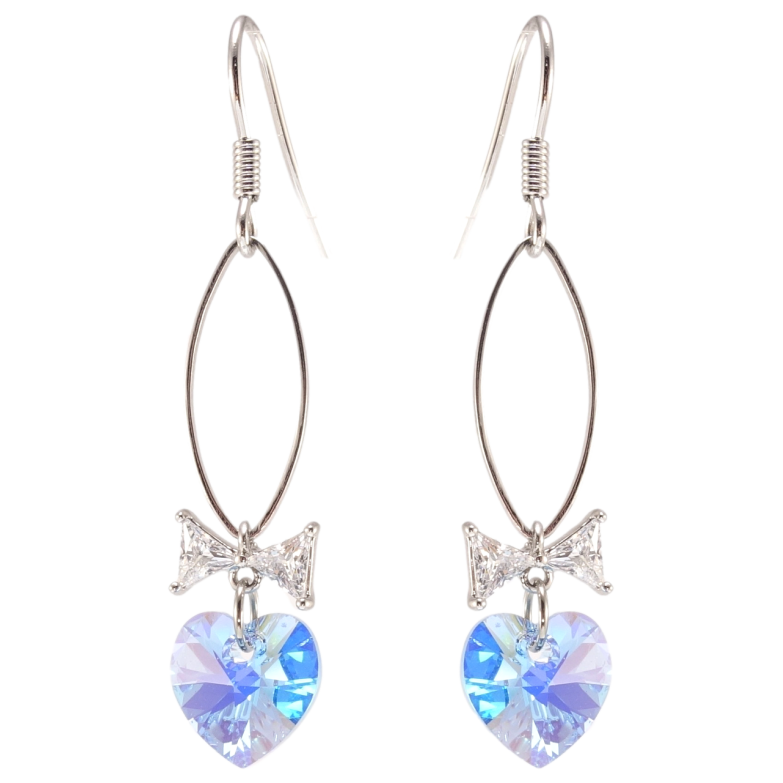 Серьги Xuping цвет Родий с кристаллами Swarovski французский замок Кристальные сердечки Ocean Delite фото №1