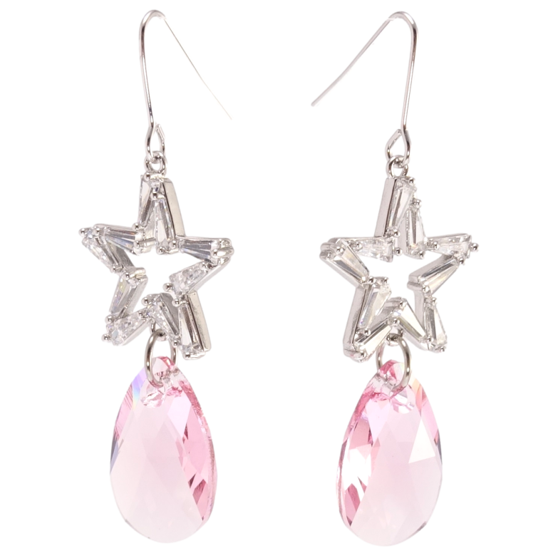 Серьги Xuping цвет Родий с кристаллами Swarovski французский замок Подвески с кристаллами Light Rose фото №1