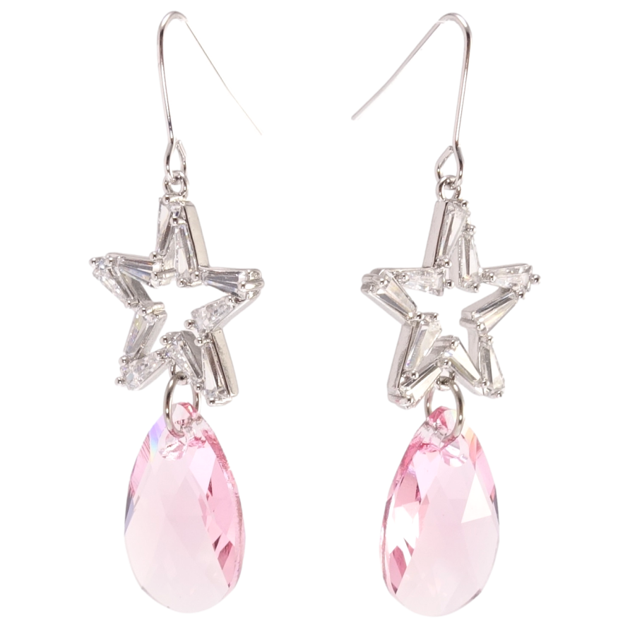 Серьги Xuping цвет Родий с кристаллами Swarovski французский замок Подвески с кристаллами Light Rose фото №1