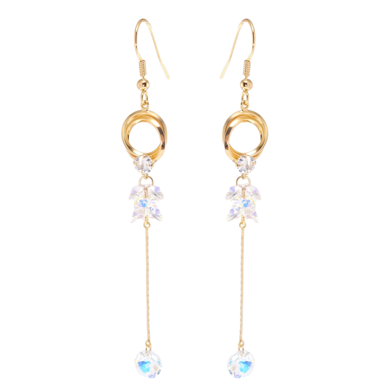 Сережки Xuping колір 18K з кристалами Swarovski французький замок Підвіски з кристалами Shimmer фото №2 Сережки Xuping колір 18K з кристалами Swarovski французький замок Підвіски з кристалами Shimmer фото №2