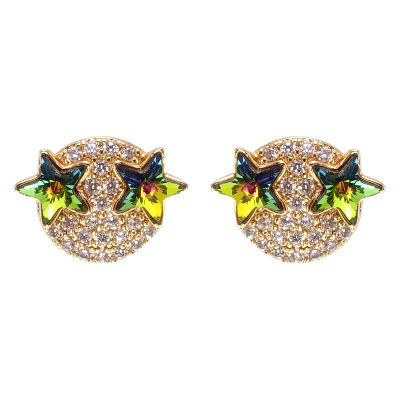 Сережки Xuping колір 18K з кристалами Swarovski пусети Зірки кристали Vitrail Medium фото №1 Сережки Xuping колір 18K з кристалами Swarovski пусети Зірки кристали Vitrail Medium фото №1