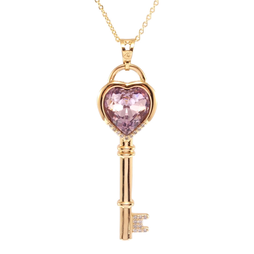 Кулон Xuping цвет 18K с кр-ми Swarovski на цепочке Ключик с кристаллом Antique Pink длина 40-44см х 1мм фото №1