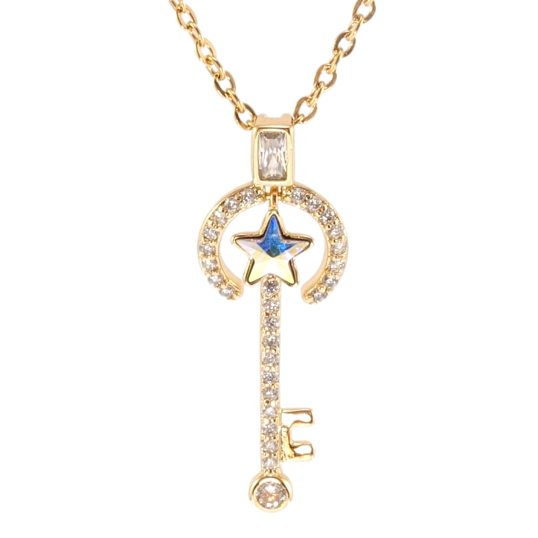 Кулон Xuping цвет 18K с кр-ми Swarovski на цепочке Ключик с кристаллом АВ длина 40-45см х 1мм фото №1