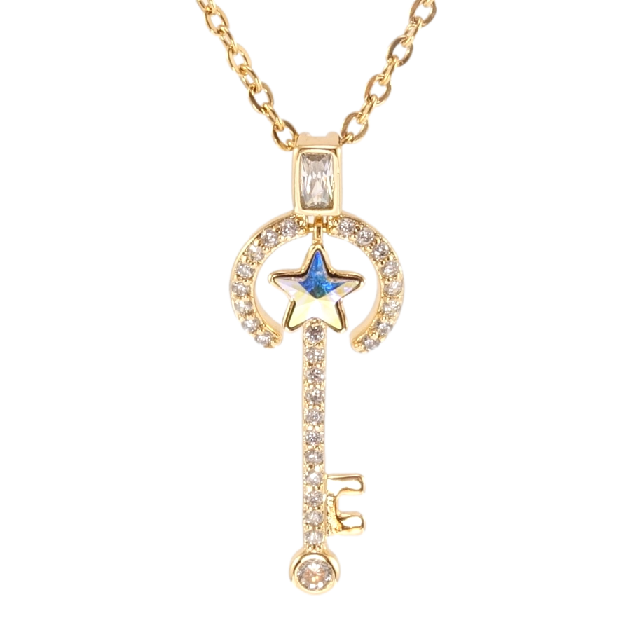 Кулон Xuping цвет 18K с кр-ми Swarovski на цепочке Ключик с кристаллом АВ длина 40-45см х 1мм фото №1