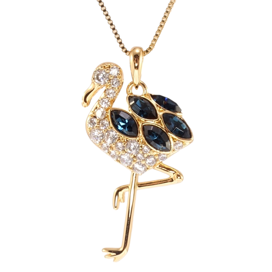 Кулон Xuping колір 18K з кр-ми Swarovski на ланцюжку Фламінго з кристалами Montana довжина 41-46см х 1мм фото №1