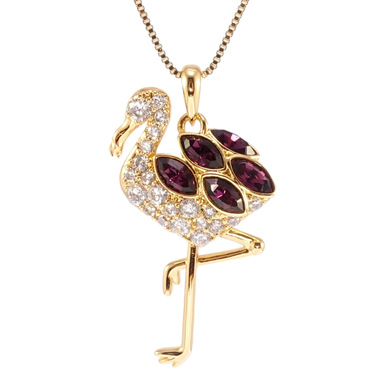 Кулон Xuping цвет 18K с кр-ми Swarovski на цепочке Фламинго с кристаллами Amethyst длина 41-46см х 1мм фото №1