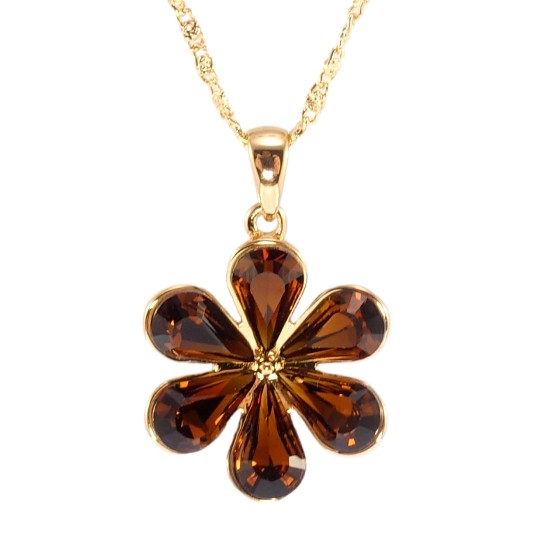 Кулон Xuping цвет 18K с кр-ми Swarovski на цепочке Цветок с кристаллами Mocca длина 45-47см х 1мм фото №1