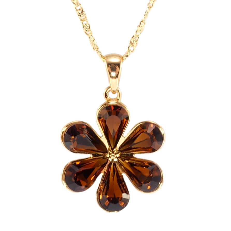 Кулон Xuping цвет 18K с кр-ми Swarovski на цепочке Цветок с кристаллами Mocca длина 45-47см х 1мм фото №1