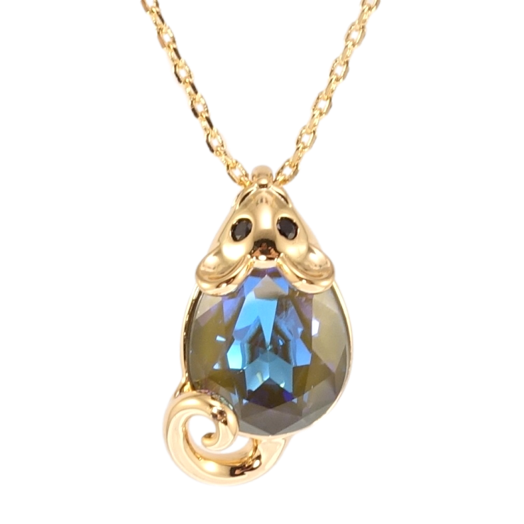Кулон Xuping цвет 18K с кр-ми Swarovski на цепочке Мышка кристалл Army Green Delite длина 40-45см х 1мм фото №18