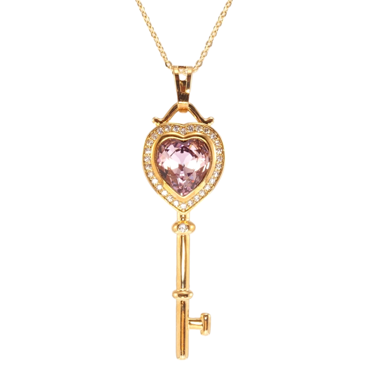 Кулон Xuping колір 18K з кр-ми Swarovski на ланцюжку Ключик з кристалом Antique Pink довжина 40-45см х 1мм фото №5