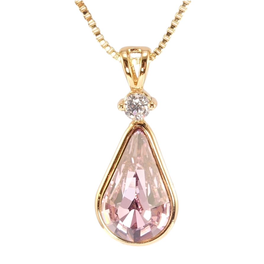 Кулон Xuping колір 18K з кр-ми Swarovski на ланцюжку Кристал Antique Pink довжина 40-45см х 1мм фото №1