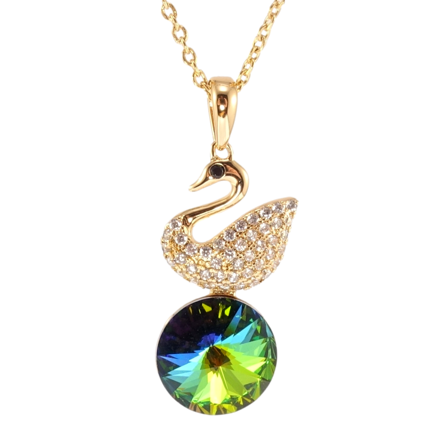 Кулон Xuping колір 18K з кр-ми Swarovski на ланцюжку Лебідь на кристалі Vitrail Medium довжина 41-47см х фото №1