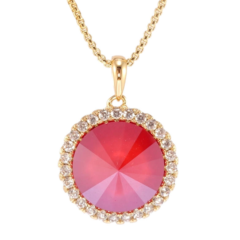 Кулон Xuping колір 18K з кр-ми Swarovski на ланцюжку Кристал Royal Red, ø 18мм довжина 40-45см х 1мм фото №1