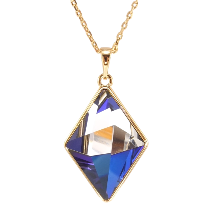 Кулон Xuping колір 18K з кр-ми Swarovski на ланцюжку Кристальний ромб Majestic Blue 25х18мм довжина 40-45см фото №5